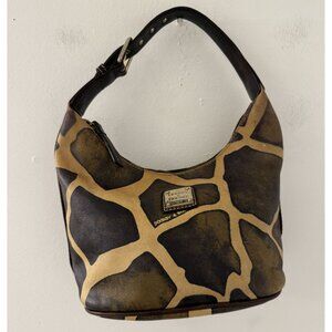 Dooney & Bourke Vintage Brown and Cream Giraffe Print Mini Shoulder Bag